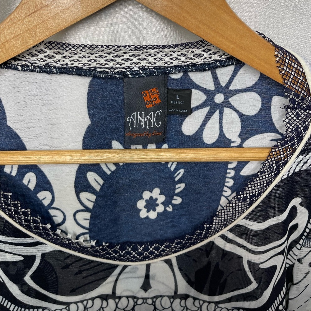 ANAC x Kimi VTG y2k Retro Mesh Lettuce Hem Long Bell Sleeve Graphic Print Top - Picture 3 of 4